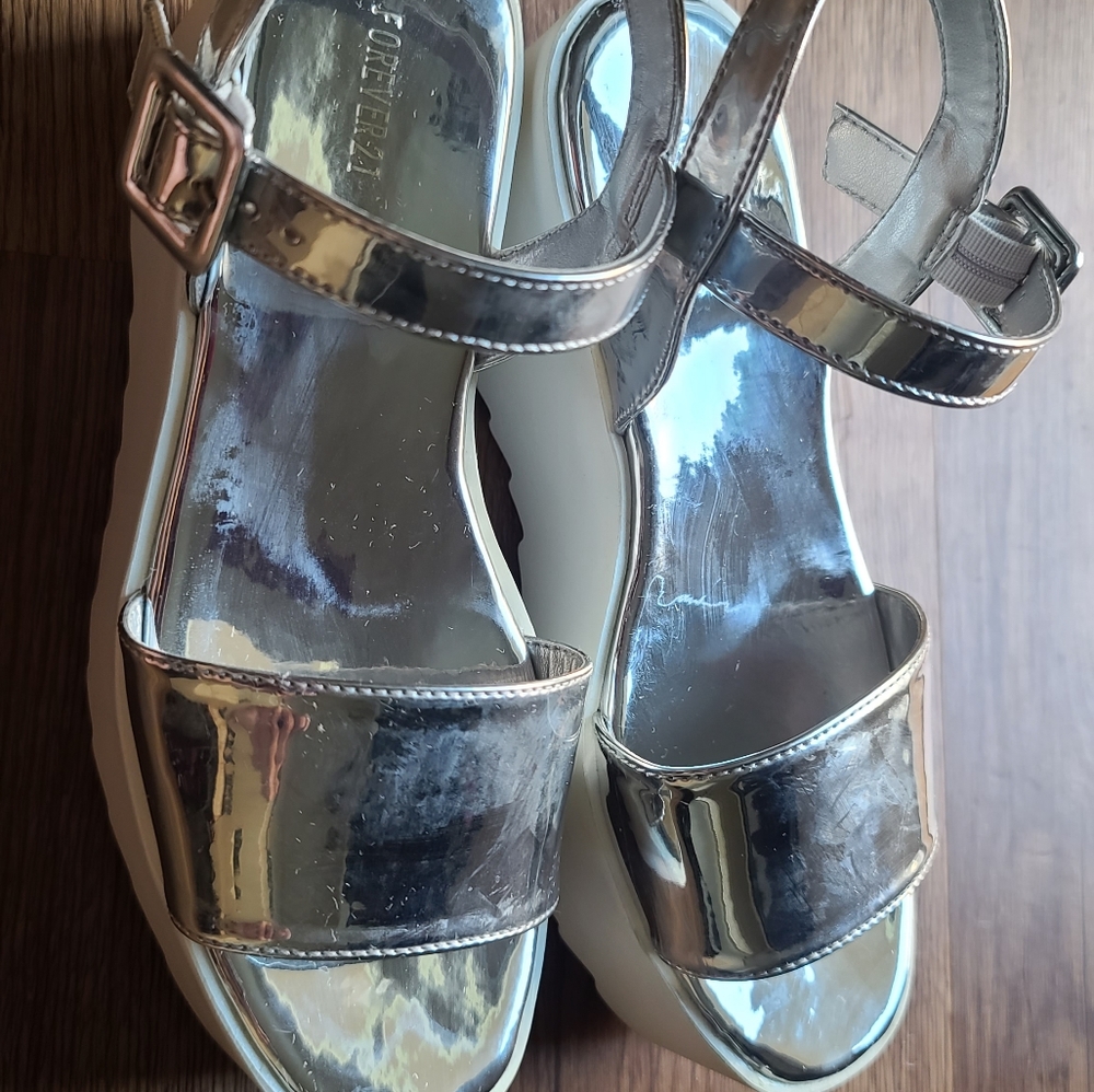 SOLD Forever 21 platform holographic sandals